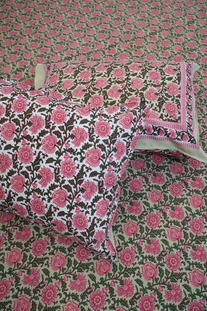 Peach Floral Bedsheet, 100% Cotton, King Size, 100x108 inch, Soft & Breathable