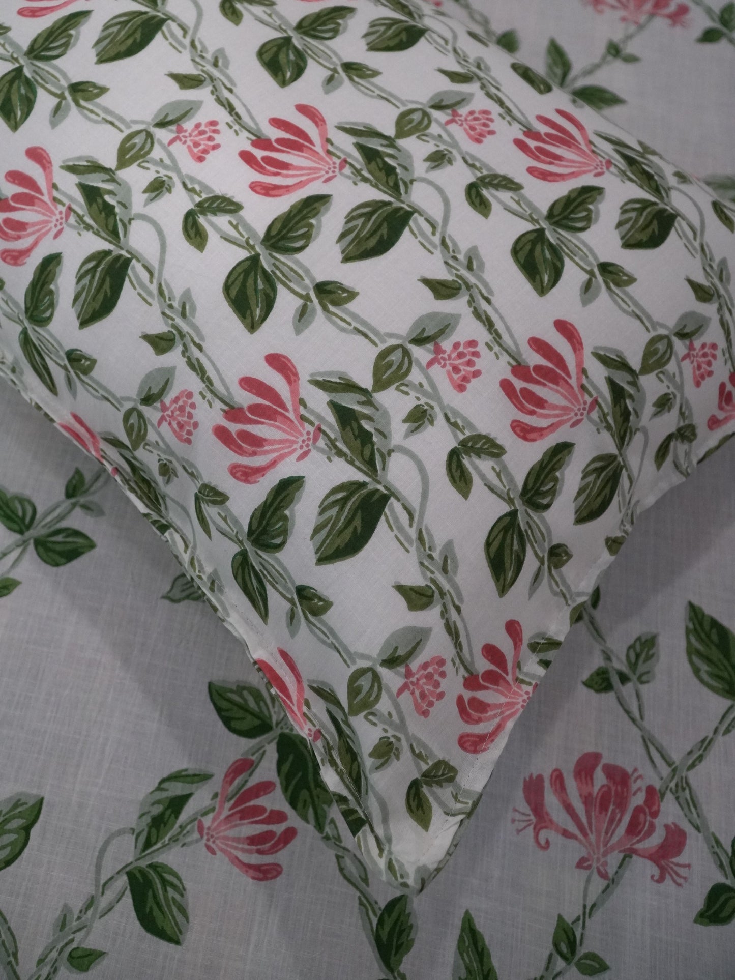 White Floral & Tree Branches Bedsheet, 100% Cotton, Super King Size, 120x120 inch